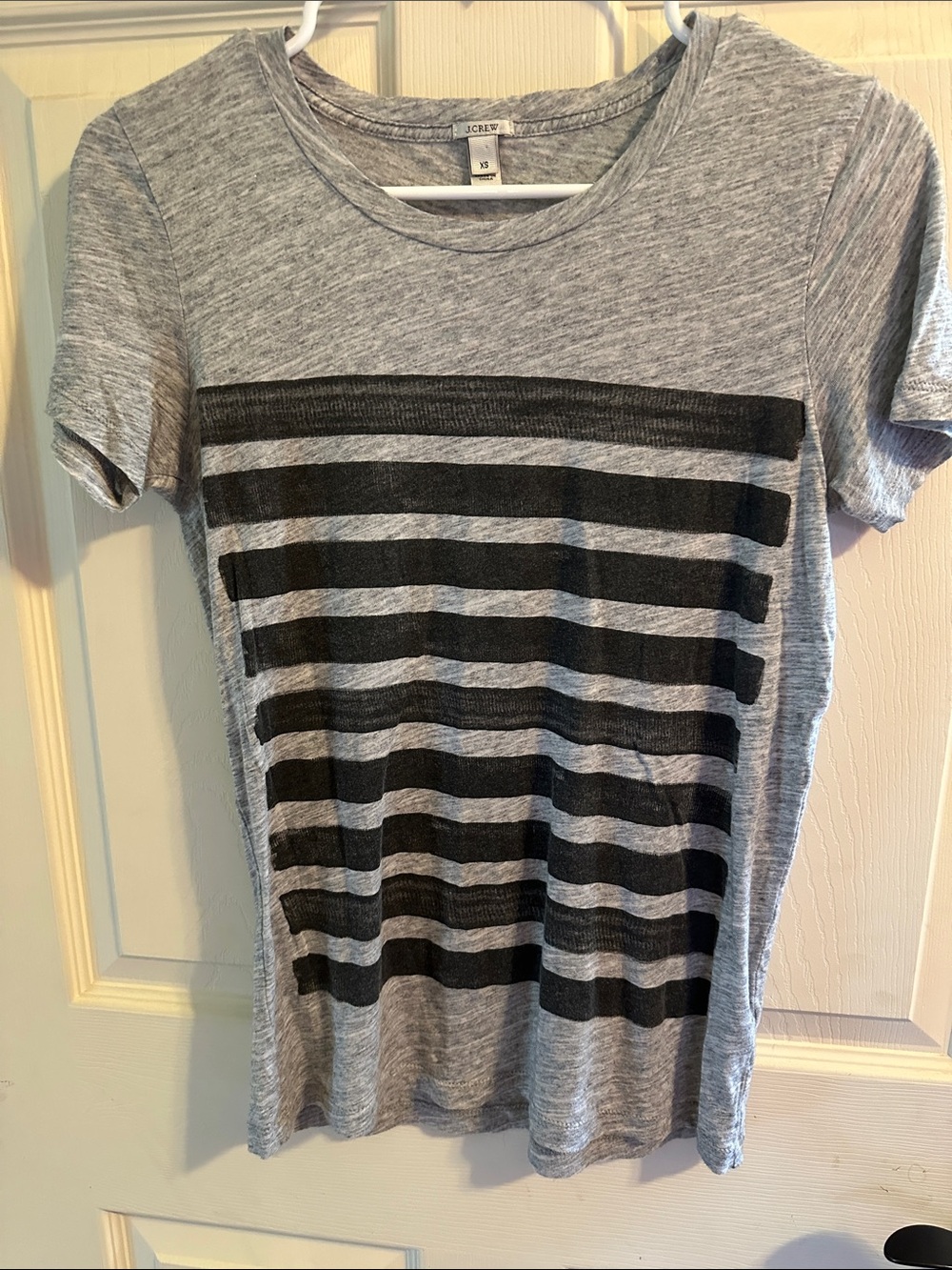 J. Crew Gray Short-Sleeve Tee with Black Stripes